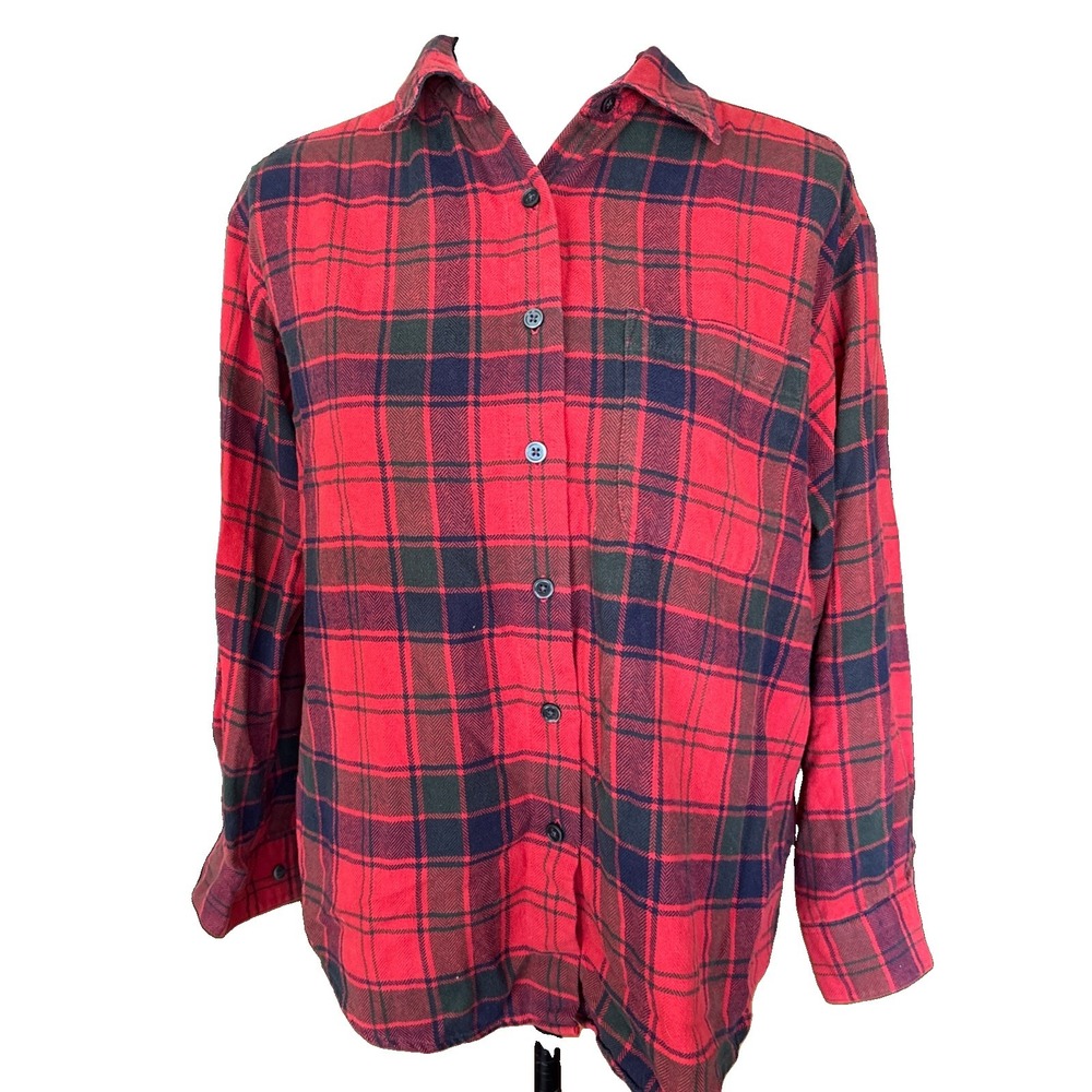 Vintage Eddie Bauer Flannel Red Black Petite Large